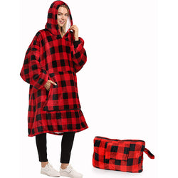 Soft warm portable travel blanket sweatshirt pillow custom print wearable sherpa hoodie blanket