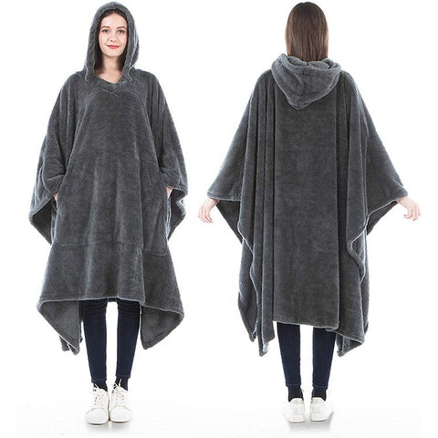 Lightweight oversized pocket wearable blanket  tv blanket hoodie with sleeves