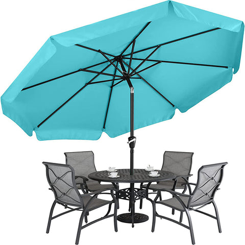 9.8FT Valance Patio Umbrella Outdoor Table Market for Garden Beach Umbrella with Push Button Tilt