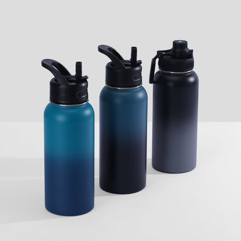 BPA Free Wide Mouth Sport Water Bottle Double Wall Stainless Steel Vacuum Flask Custom Logo with Handle Lid