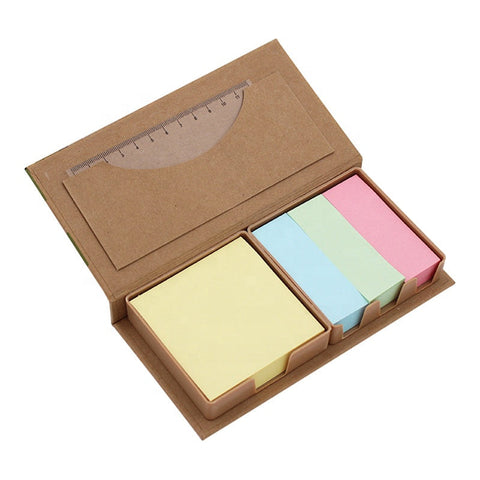 Business gift desktop cube post cute ruler cut custom logo eco customized kraft paper sticky notes box set