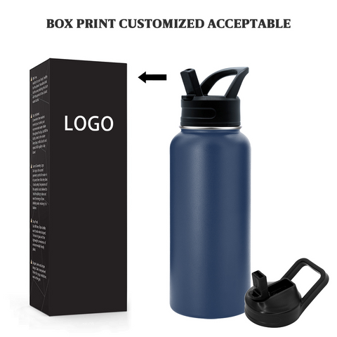 BPA Free Wide Mouth Sport Water Bottle Double Wall Stainless Steel Vacuum Flask Custom Logo with Handle Lid