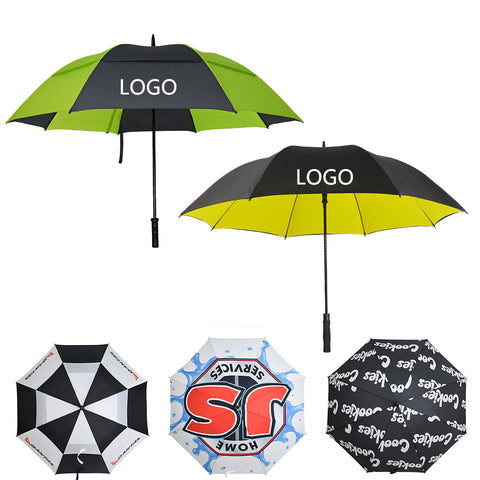 Fiberglass sunshade large design custom branded logo windproof big promotional customized golf umbrella with logo