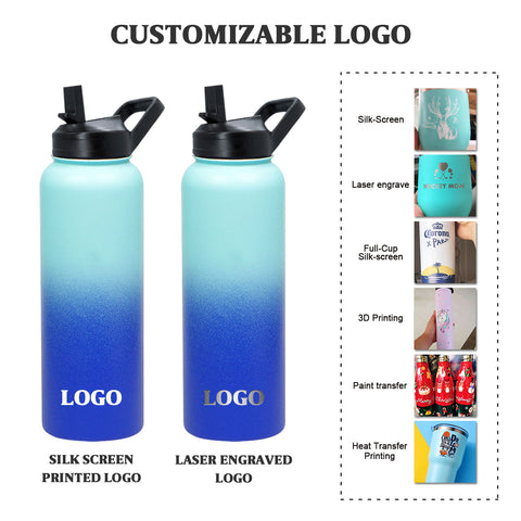 Custom Metal Wide Mouth Water Bottle Insulated Double Wall Stainless Steel Water Bottle