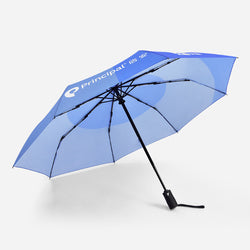 Auto open close designer customize logo print double layer 3 fold windproof promotional fold umbrella