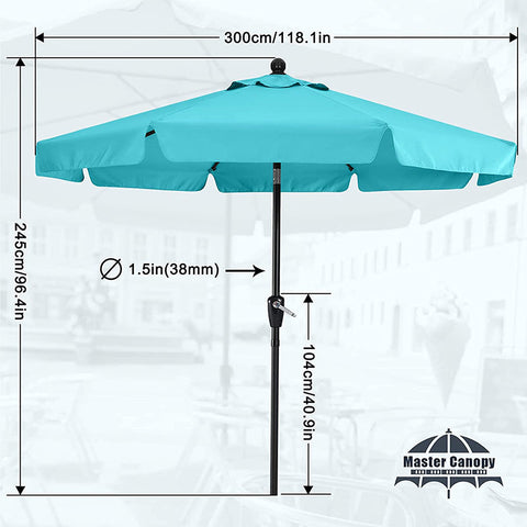 9.8FT Valance Patio Umbrella Outdoor Table Market for Garden Beach Umbrella with Push Button Tilt