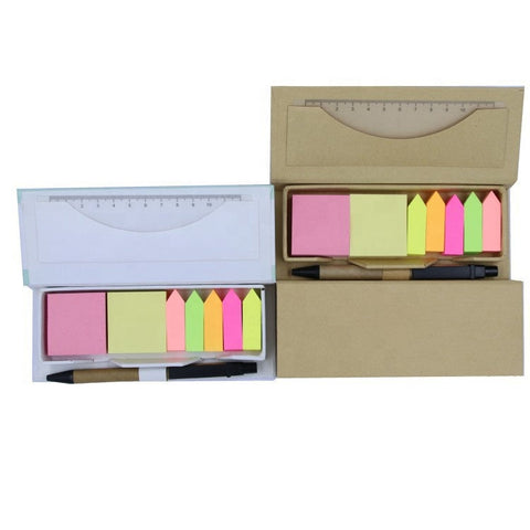 Business gift desktop cube post cute ruler cut custom logo eco customized kraft paper sticky notes box set