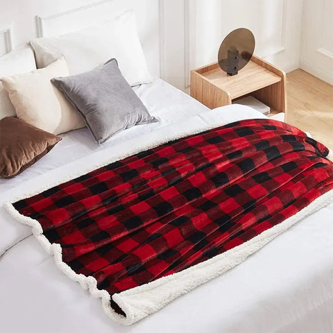 Plaid super soft custom printing sublimation blanket sherpa flannel fleece blanket