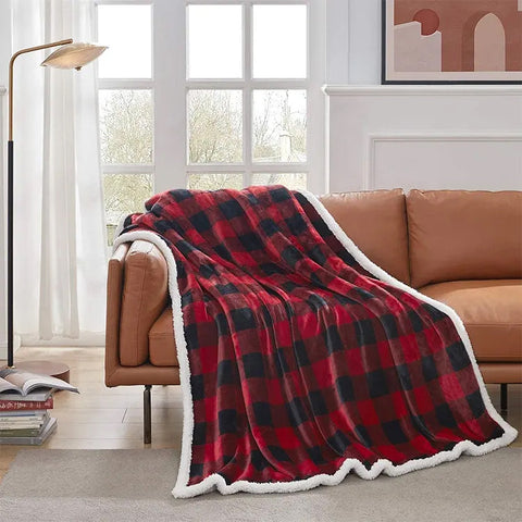 Plaid super soft custom printing sublimation blanket sherpa flannel fleece blanket