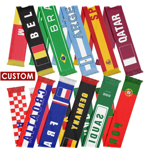 Custom logo Scarves 100% Polyester/Knitted Polyester/Satin/Fleece Embroidery Football Scarf